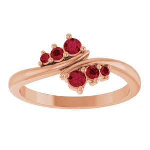 14K Rose Gold Natural Ruby Graduated Bypass Ring – image 3