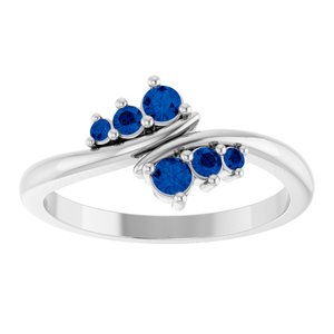 Sterling Silver Natural Blue Sapphire Graduated Bypass Ring – image 3