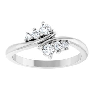 10K White Gold 2.5 mm Round Graduated Bypass Ring Mounting – image 5