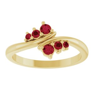 14K Yellow Gold Natural Ruby Graduated Bypass Ring – image 3