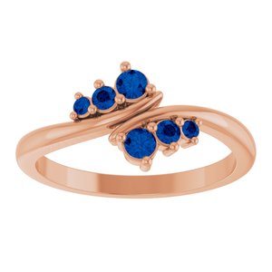 14K Rose Gold Lab-Grown Blue Sapphire Graduated Bypass Ring – image 3