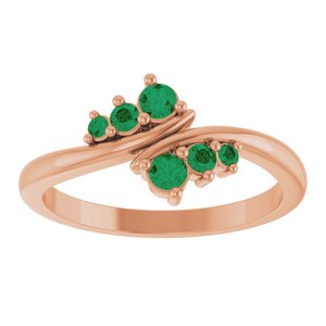 14K Rose Gold Lab-Grown Emerald Graduated Bypass Ring – image 3