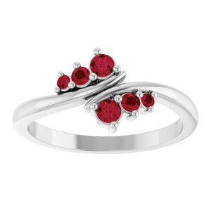 Platinum Natural Ruby Graduated Bypass Ring – image 3