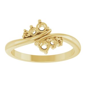 14K Yellow Gold 2.5 mm Round Graduated Bypass Ring Mounting – image 6