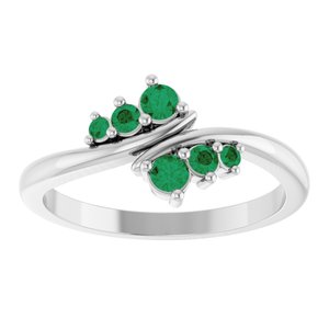Platinum Natural Emerald Graduated Bypass Ring – image 3