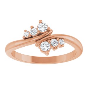 14K Rose Gold 2.5 mm Round Graduated Bypass Ring Mounting – image 5