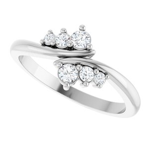14K White Gold 2.5 mm Round Graduated Bypass Ring Mounting – image 8