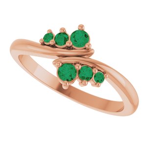 14K Rose Gold Lab-Grown Emerald Graduated Bypass Ring – image 5