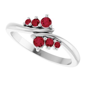 Sterling Silver Natural Ruby Graduated Bypass Ring – image 5