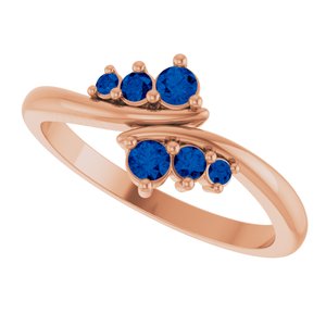 14K Rose Gold Lab-Grown Blue Sapphire Graduated Bypass Ring – image 5