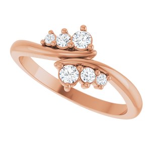 14K Rose Gold 2.5 mm Round Graduated Bypass Ring Mounting – image 8