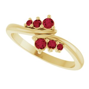 14K Yellow Gold Natural Ruby Graduated Bypass Ring – image 5