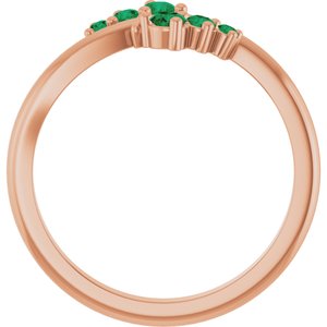 14K Rose Gold Lab-Grown Emerald Graduated Bypass Ring – image 2