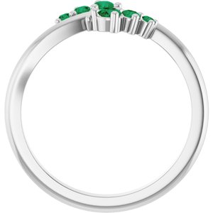 14K White Gold Lab-Grown Emerald Graduated Bypass Ring – image 2