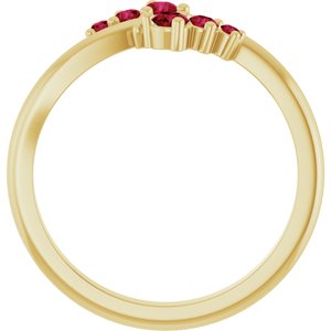14K Yellow Gold Natural Ruby Graduated Bypass Ring – image 2