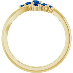 14K Yellow Gold Lab-Grown Blue Sapphire Graduated Bypass Ring – image 2