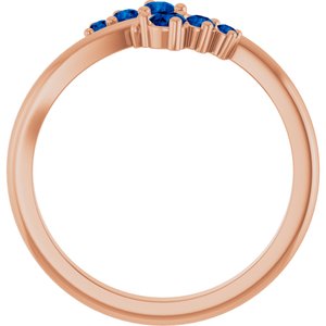 14K Rose Gold Lab-Grown Blue Sapphire Graduated Bypass Ring – image 2