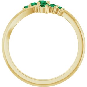 14K Yellow Gold Natural Emerald Graduated Bypass Ring – image 2