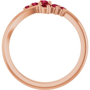 14K Rose Gold Natural Ruby Graduated Bypass Ring – image 2