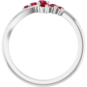 14K White Gold Natural Ruby Graduated Bypass Ring – image 2