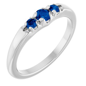 14K White Gold Lab-Grown Blue Sapphire  Ring