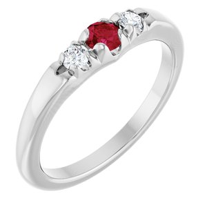 Sterling Silver Lab-Grown Ruby  Ring