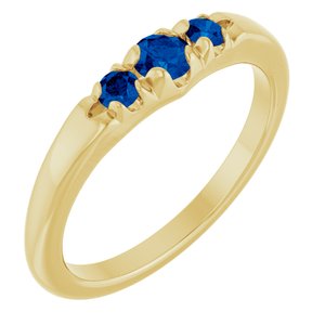 14K Yellow Gold Lab-Grown Blue Sapphire  Ring