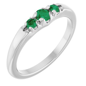 14K White Gold Lab-Grown Emerald  Ring