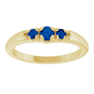 14K Yellow Gold Lab-Grown Blue Sapphire  Ring – image 3
