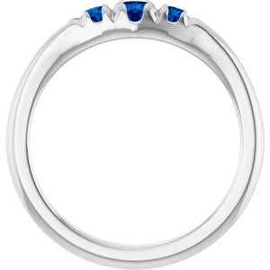 14K White Gold Lab-Grown Blue Sapphire  Ring – image 2