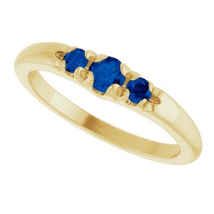 14K Yellow Gold Lab-Grown Blue Sapphire  Ring – image 5