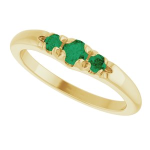14K Yellow Gold Lab-Grown Emerald  Ring – image 5