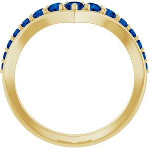 14K Yellow Gold Natural Blue Sapphire V Ring – image 2