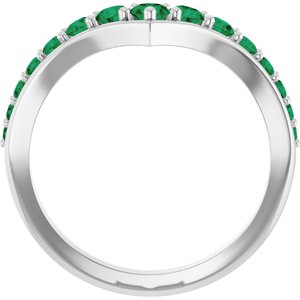 Sterling Silver Natural Emerald V Ring – image 2