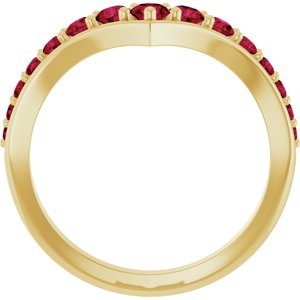 14K Yellow Gold Natural Ruby V Ring – image 2