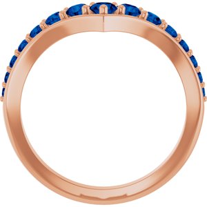 14K Rose Gold Natural Blue Sapphire V Ring – image 2