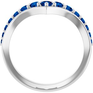 14K White Gold Lab-Grown Blue Sapphire V Ring – image 2