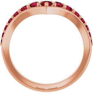 14K Rose Gold Lab-Grown Ruby V Ring – image 2