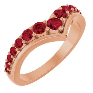 14K Rose Gold Lab-Grown Ruby V Ring