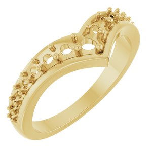 10K Yellow Gold 3 mm Round Graduated V Ring Mounting – image 2