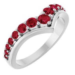 Platinum Natural Ruby V Ring