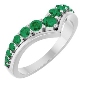 Platinum Lab-Grown Emerald V Ring