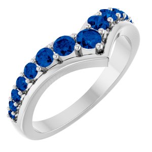 Platinum Lab-Grown Blue Sapphire V Ring