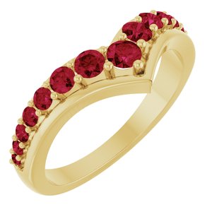 14K Yellow Gold Natural Ruby V Ring