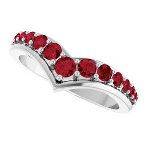 Platinum Lab-Grown Ruby V Ring – image 5