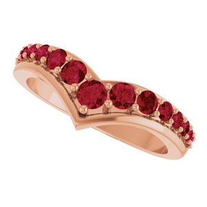 14K Rose Gold Lab-Grown Ruby V Ring – image 5