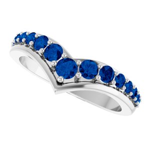 Platinum Natural Blue Sapphire V Ring – image 5