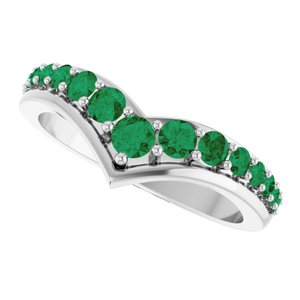 14K White Gold Lab-Grown Emerald V Ring – image 5