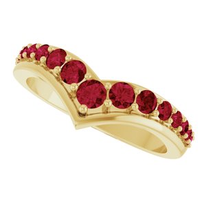 14K Yellow Gold Natural Ruby V Ring – image 5