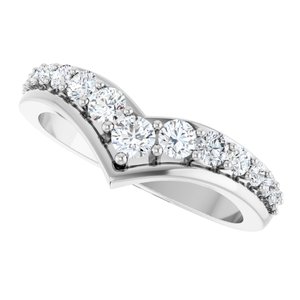10K White Gold 3 mm Round Graduated V Ring Mounting – image 8